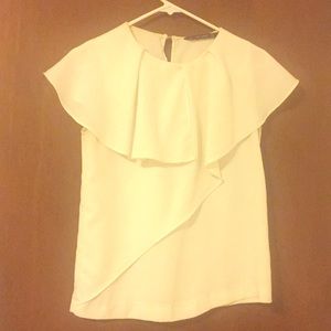 Basic White Top with Ruffle Detail